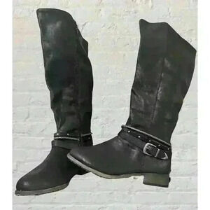 JellyPop High Knee Boots Black Western Style Zip Up Size Women’s 10